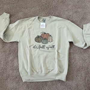 Beige Fall Graphic Sweatshirt